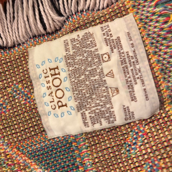 Vintage Disney Classic Pooh Woven Tapestry Throw Blanket Nursery Decor Cotton - Picture 5 of 10